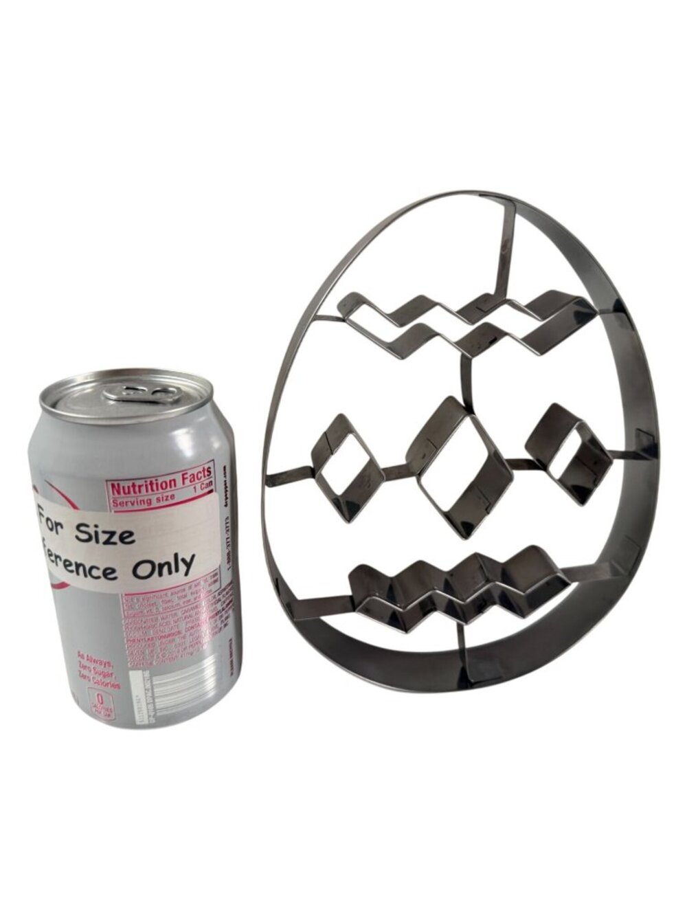 Vintage Large Easter Egg Metal Cookie Cutter Geometric Zigzag Diamond 7.5" tall - Picture 3 of 3